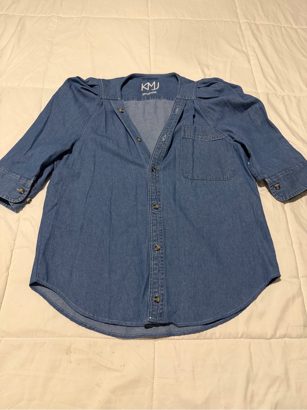 KMJ Indigo Chambray Button-Front Shirt - Classic Blue